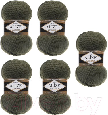 Набор пряжи для вязания Alize Lanagold 49% шерсть, 51% акрил / 29 (240м, хаки, 5 мотков)