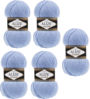 Набор пряжи для вязания Alize Lanagold 49% шерсть, 51% акрил / 40 (240м, голубой, 5 мотков) - 