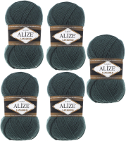 Набор пряжи для вязания Alize Lanagold 49% шерсть, 51% акрил / 426 (240м, сосновая зелень, 5 мотков) - 
