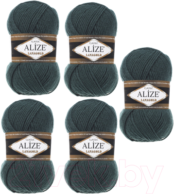 Набор пряжи для вязания Alize Lanagold 49% шерсть, 51% акрил / 426 (240м, сосновая зелень, 5 мотков)
