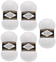 Набор пряжи для вязания Alize Lanagold 49% шерсть, 51% акрил / 55 (240м, белый, 5 мотков) - 