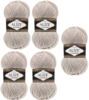 Набор пряжи для вязания Alize Lanagold 49% шерсть, 51% акрил / 585 (240м, пармезан, 5 мотков) - 