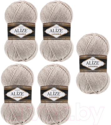 Набор пряжи для вязания Alize Lanagold 49% шерсть, 51% акрил / 585 (240м, пармезан, 5 мотков)