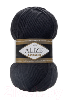 Набор пряжи для вязания Alize Lanagold 49% шерсть, 51% акрил / 60 (240м, черный, 5 мотков)