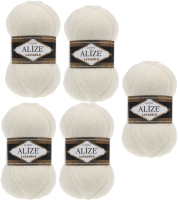 Набор пряжи для вязания Alize Lanagold 49% шерсть, 51% акрил / 62 (240м, молочный, 5 мотков) - 