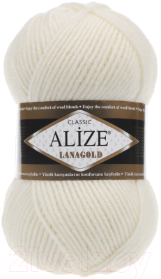 Набор пряжи для вязания Alize Lanagold 49% шерсть, 51% акрил / 62 (240м, молочный, 5 мотков)