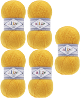 Набор пряжи для вязания Alize Lanagold 800 49% шерсть, 51% акрил / 216 (800м, желтый, 5 мотков) - 