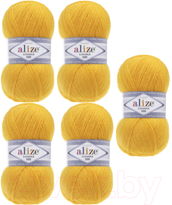 Набор пряжи для вязания Alize Lanagold 800 49% шерсть, 51% акрил / 216 (800м, желтый, 5 мотков)