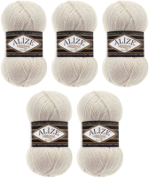 Набор пряжи для вязания Alize Superlana 25% шерсть, 75% акрил / 599 (280м, слоновая кость, 5 мотков) - 