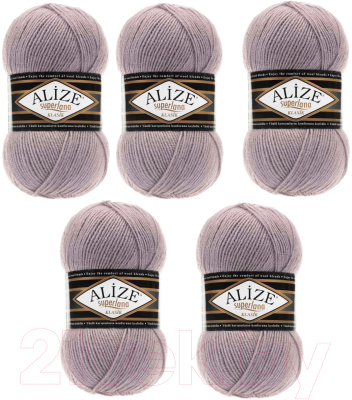 Набор пряжи для вязания Alize Superlana 25% шерсть, 75% акрил / 142 (280м, темно-розовый, 5 мотков)