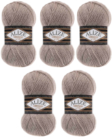 Набор пряжи для вязания Alize Superlana 25% шерсть, 75% акрил / 207 (280м, светло коричневый, 5 мотков) - 