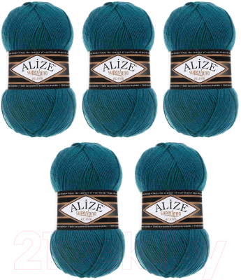 Набор пряжи для вязания Alize Superlana 25% шерсть, 75% акрил / 212 (280м, петроль, 5 мотков)