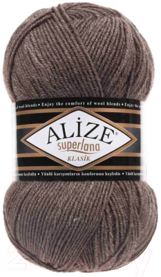 Набор пряжи для вязания Alize Superlana 25% шерсть, 75% акрил / 240 (280м, коричневый меланж, 5 мотков)
