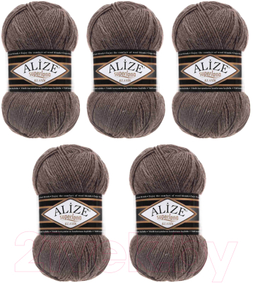 Набор пряжи для вязания Alize Superlana 25% шерсть, 75% акрил / 240 (280м, коричневый меланж, 5 мотков)