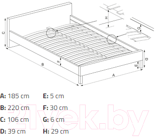 Двуспальная кровать Halmar Modena 180x200