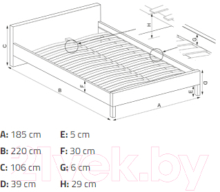 Двуспальная кровать Halmar Modena 180x200 (серый)