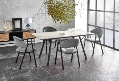 Обеденный стол Halmar Balrog 2 140-180x80x77 (светло-серый/черный)