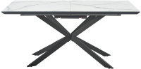 Обеденный стол Halmar Diesel 160-200x90x76 (белый мрамор/темно-серый/черный) - 