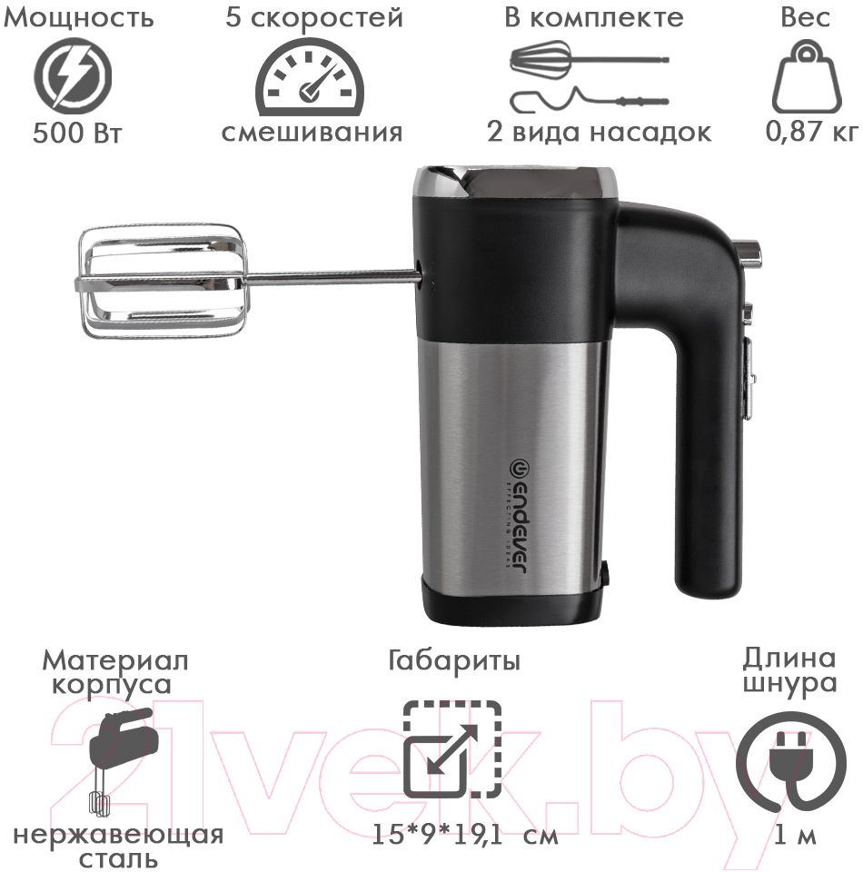 Миксер ручной Endever Sigma-08 (черный/стальной) — фото 9