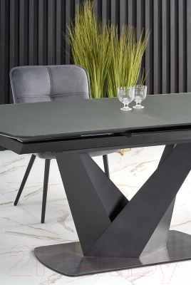 Обеденный стол Halmar Patrizio 160-200x90x77 (темно-серый/черный)