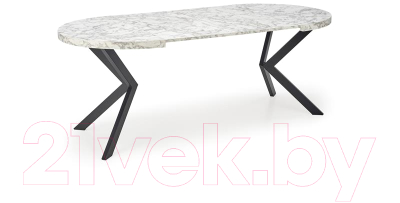 Обеденный стол Halmar Peroni 100-250x100x75 (белый мрамор/черный)