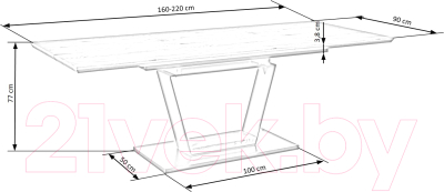 Обеденный стол Halmar Urbano 160-220x90x77 (дуб золотой/черный)