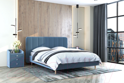Двуспальная кровать Bravo Мебель Рино с металллокаркасом 160x200 (джинс)