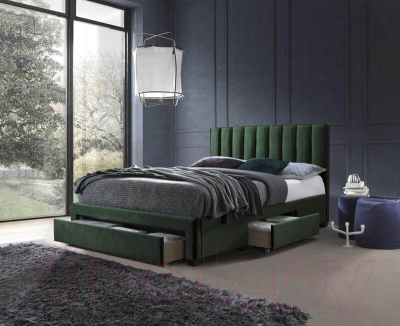Двуспальная кровать Halmar Grace 160x200 (темно-зеленый)