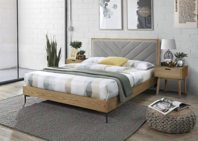 Двуспальная кровать Halmar Margarita 160x200 (серый/натуральный)
