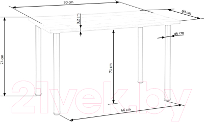 Обеденный стол Halmar Modex 2 90x60x75 (белый/черный)