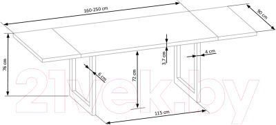 Обеденный стол Halmar Radus 160x90x76 (дуб натуральный/черный)