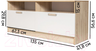 Тумба Doma Мила TB1350 под ТВ (дуб сонома/белый)