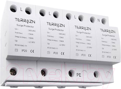 Ограничитель перенапряжения Terrazn CET-T1-AC 4P AC385V 15KA (10/350us) Up<2.0KV
