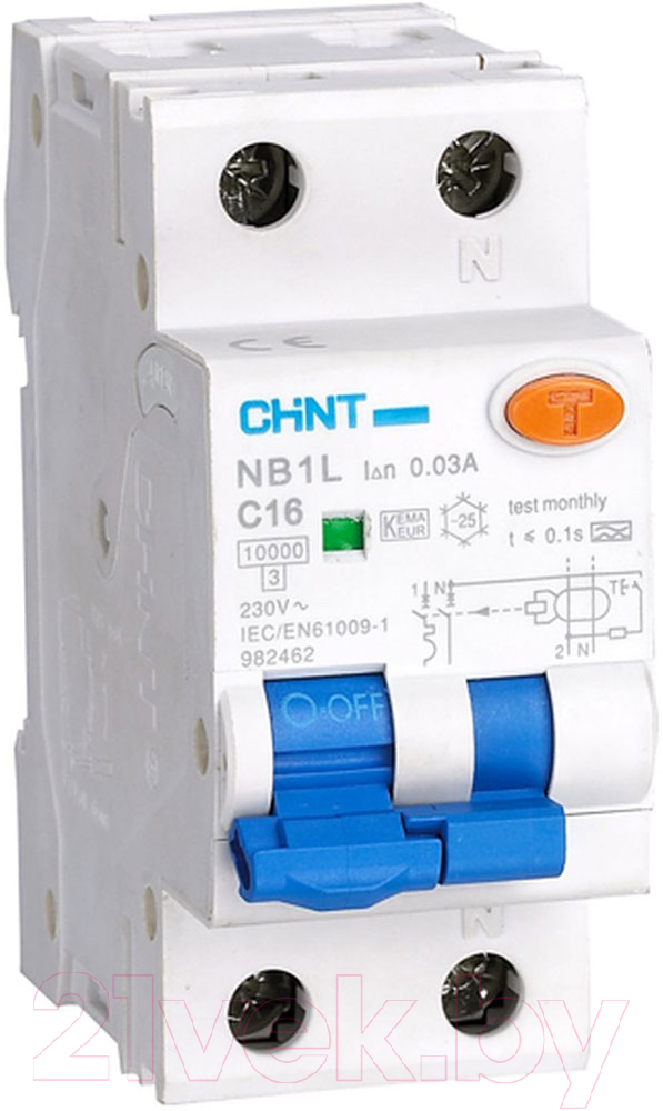 Дифференциальный автомат Chint NB1L 1P+N B16 30mA A 6kA 36mm (R) / 203007