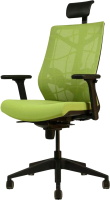 Кресло офисное Chair Meister Nature II 3D с подлокотниками слайдер (черный/ткань зеленый) - 