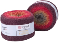 Набор пряжи для вязания Yarnart Флауэрс альпака 250г 940м / 422 (2шт, бордовый/красный/серый) - 