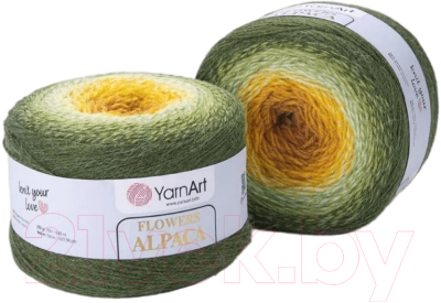 Набор пряжи для вязания Yarnart Флауэрс альпака 250г 940м / 438 (2шт, зеленый/желтый)