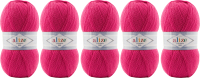 Набор пряжи для вязания Alize Lanagold 800 49% шерсть, 51% акрил / 798 (800м, малиновый, 5 мотков) - 