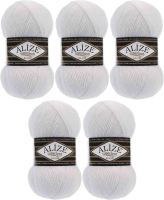 Набор пряжи для вязания Alize Superlana 25% шерсть, 75% акрил / 55 (280м, белый, 5 мотков) - 