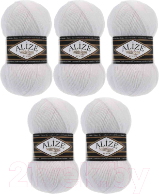 Набор пряжи для вязания Alize Superlana 25% шерсть, 75% акрил / 55 (280м, белый, 5 мотков)