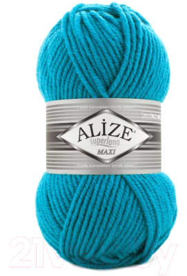 Набор пряжи для вязания Alize Superlana Maxi 25% шерсть, 75% акрил / 484 (100м, бирюзовый, 5 мотков)