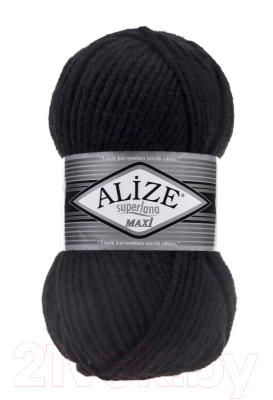 Набор пряжи для вязания Alize Superlana Maxi 25% шерсть, 75% акрил / 60 (100м, черный, 5 мотков)