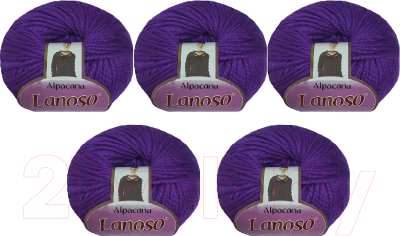 Набор пряжи для вязания Lanoso Alpacana 35% шерсть, 40% акрил, 25% альпака / 3009 (130м, фиолетовый, 5 мотков)