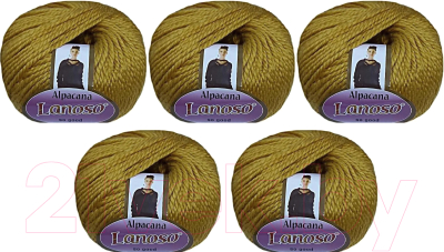Набор пряжи для вязания Lanoso Alpacana 35% шерсть, 40% акрил, 25% альпака / 3022 (130м, горчичный, 5 мотков)