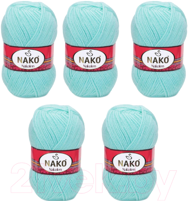 Набор пряжи для вязания Nako Nakolen 49% шерсть, 51% акрил / 13 (210м, мятный, 5 мотков)