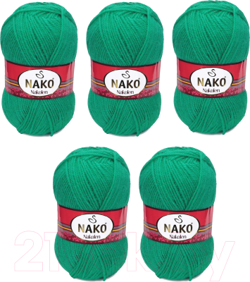 Набор пряжи для вязания Nako Nakolen 49% шерсть, 51% акрил / 1594 (210м, светло-изумрудный, 5 мотков)