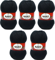 Набор пряжи для вязания Nako Nakolen 49% шерсть, 51% акрил / 217 (210м, черный, 5 мотков) - 