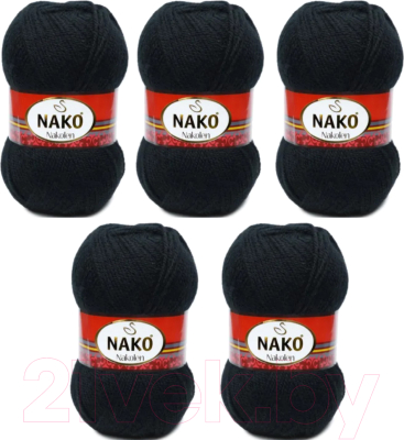 Набор пряжи для вязания Nako Nakolen 49% шерсть, 51% акрил / 217 (210м, черный, 5 мотков)