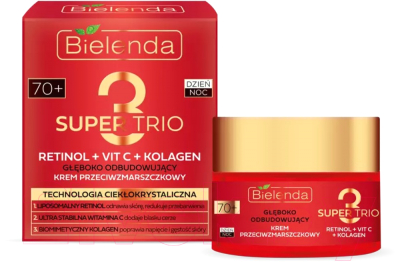 Крем для лица Bielenda Super Trio Retinol+Vit C+Kolagen 70+ Глубоко восстанавливающий (50мл)