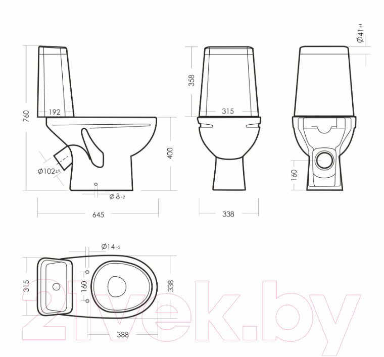 Унитаз напольный Sanita Марс WC.CC/Mars/2-DM.Rim/WHT.G/S1